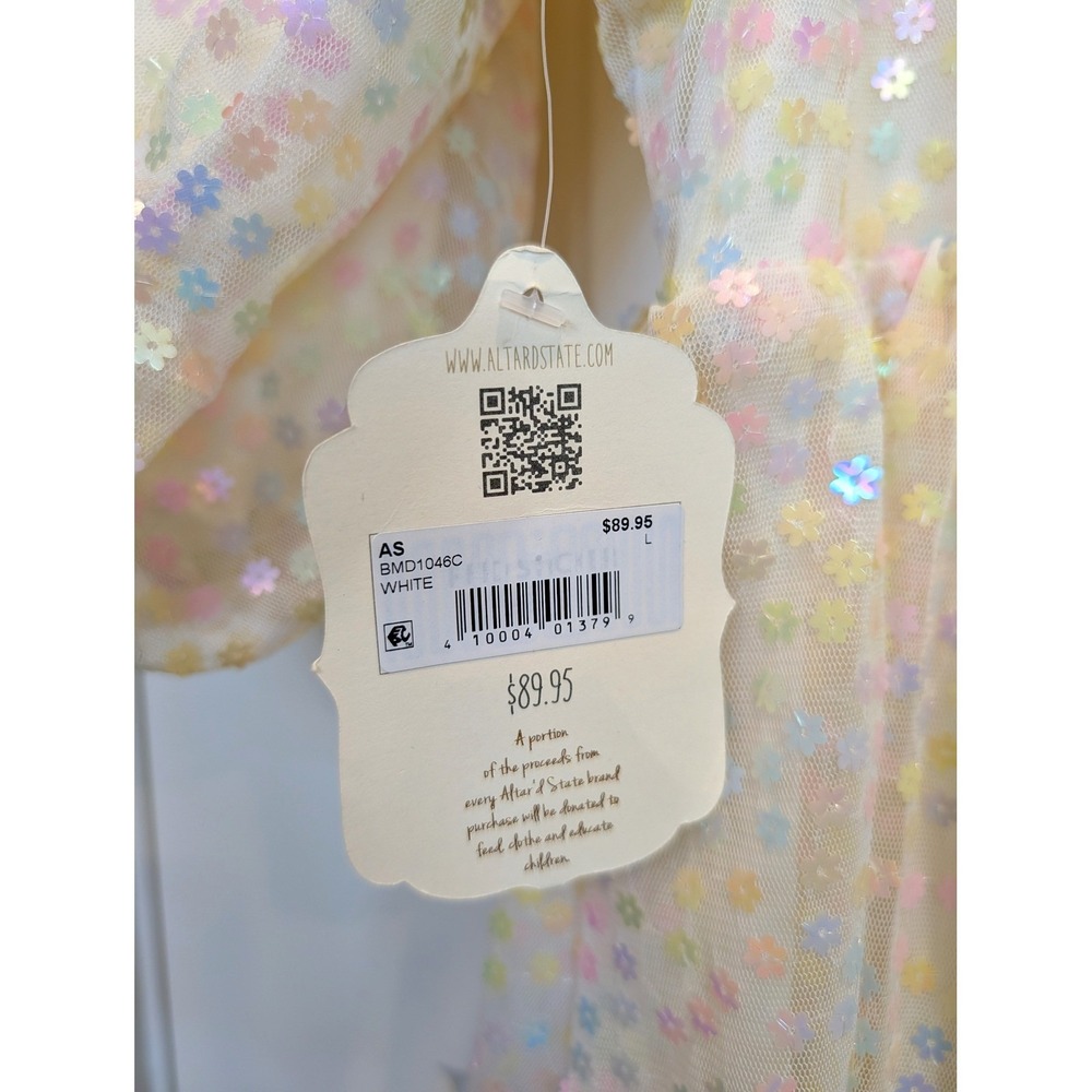 Altar'd State Floral Sequin Cream Mini Dress - Picture 7 of 10